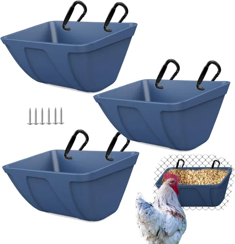mozoba Comedero Colgante para Pollos para Cabras, Ovejas, Ciervos, Aves de Corral, Patos, Cerca de Alimentación para Ganado, Contenedor de Azul