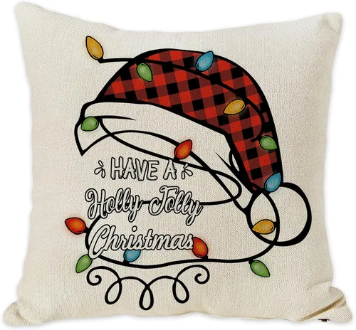 Miniatura 17 de SPXUBZ - Funda de almohadón navideño con gato de vacaciones de invierno con gorro rojo de Santa, funda cuadrada para sofá, cama, silla o sofá cama