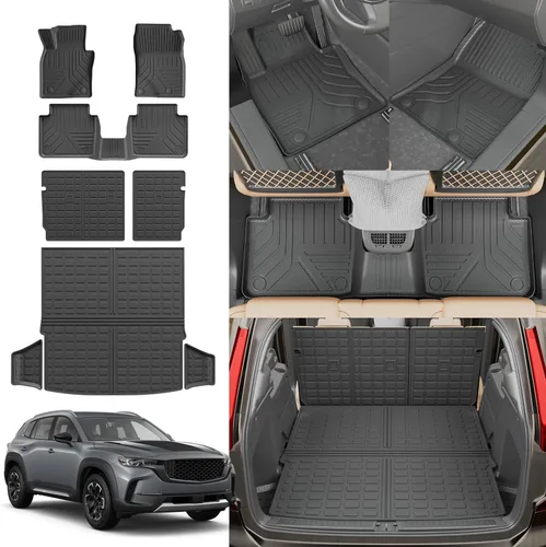 Miniatura 17 de Alfombrillas de Piso Compatibles con Ford Explorer 2020-2026 de 6 Asientos, Alfombrilla de Maletero, Forro de Carga TPE, Protector de Asiento