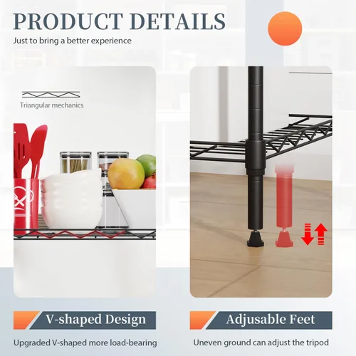 Miniatura 5 de BestOffice Estantes de almacenamiento de 5 estantes, estantería ajustable, estantes de metal, 11.6 pulgadas de profundidad x 21.5 pulgadas de ancho