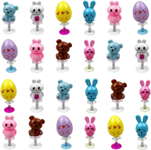 24 piezas de juguetes saltarines de Pascua para niños, niños y niñas pequeños, rellenos de cesta de Pascua, rellenos de huevos, regalos, recuerdos