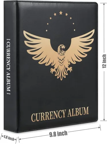 Miniatura 6 de MUDOR - Álbum de 90 bolsillos para coleccionar billetes de dólar, álbum premium de colección de monedas del mundo en PU, álbum clásico