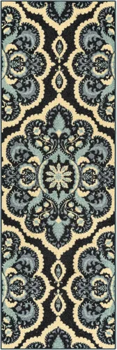 Miniatura 9 de Maples Rugs - Alfombra antideslizante Vivian, para pasillo o entrada, patrón de medallones [fabricada en Estados Unidos], 2 x 6 pies, color gris