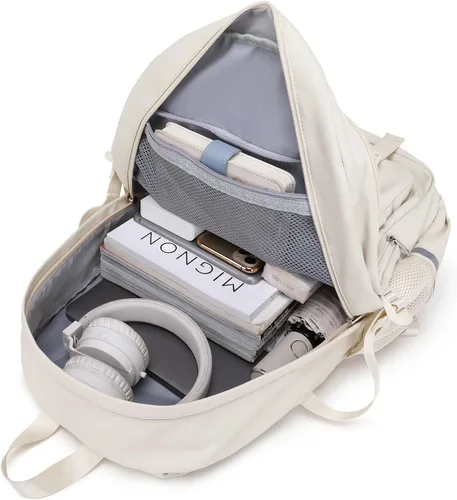 Miniatura 4 de Mochila grande para estudiantes con laptop de abshoo para mujeres universitarias, adolescentes de escuela secundaria y media, bolsa de libros, Beige