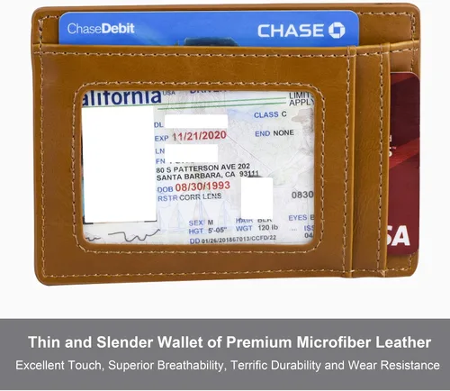 Miniatura 2 de HYRISON Cartera de piel con bolsillo frontal minimalista para hombres y mujeres, con bloqueo RFID