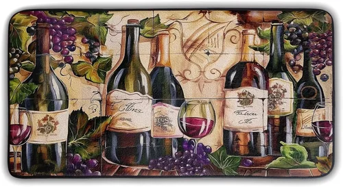Miniatura 16 de Tapete de cocina con estampado de tablero de madera para piso, tablones marrones rústicos, acolchado, antifatiga, lavable, tapete de espuma