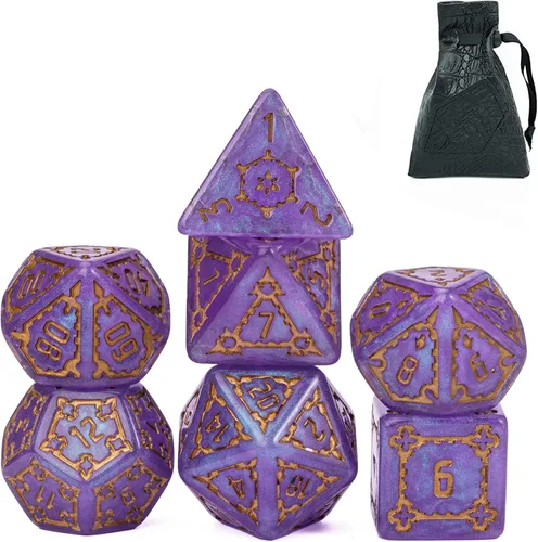 Miniatura 13 de Cusdie - Juego de 7 dados DND gigantes de 25 mm que brillan en la oscuridad, juego de dados poliédricos luminosos, dados D&D con bolsa de dados