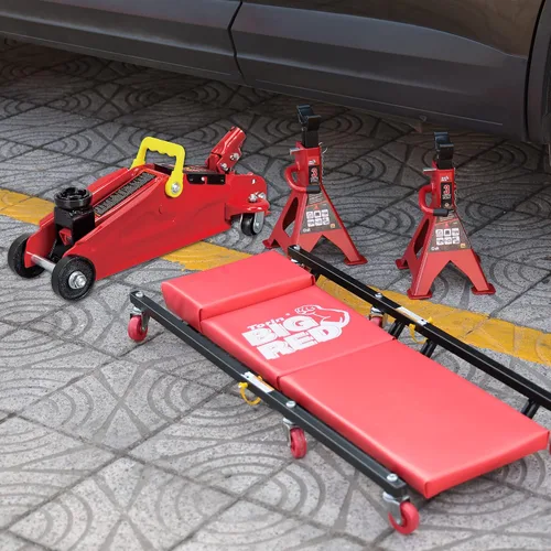 Miniatura 8 de BIG RED T82040 Torin - Combo de piso de carretilla hidráulica con 2 soportes de gato y enredadera de taller, capacidad de 2 toneladas