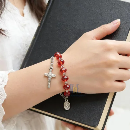 Miniatura 3 de WE Confirmación Rosario Pulsera Favor (12PCS) Recuerdos de confirmacion brasalete Pulsera roja para invitados, Acrílico, No es una piedra preciosa
