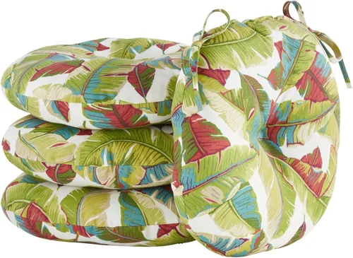Miniatura 23 de South Pine Porch Juego de 4 cojines redondos para silla bistró de 15 pulgadas, diseño floral rojo Aloha