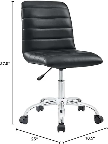 Miniatura 3 de Hawthorne Collections Silla de oficina giratoria de escritorio para computadora con respaldo medio sin brazos en negro