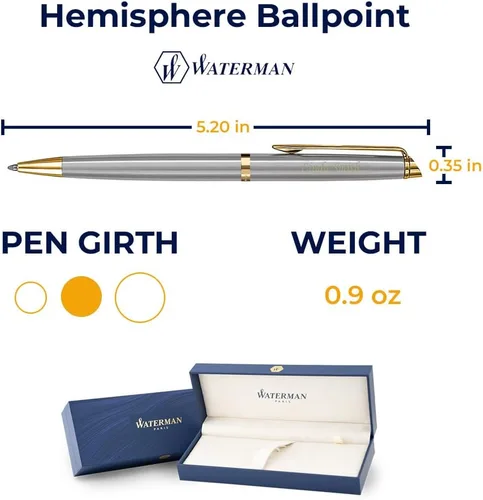 Miniatura 6 de Dayspring Pens Waterman Pen personalizado Bolígrafo grabado Waterman Hemisphere con borde dorado inoxidable. Personalizado y enviado en un día