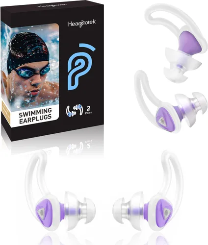 Tapones para los oídos para nadar–2 pares de tapones para los oídos de silicona suave reutilizables e impermeables para adultos y hombres mujeres,