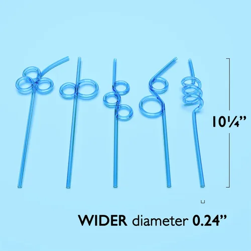 Miniatura 2 de Fiesta First 10 pajitas premium largas locas y divertidas, pajitas azules espiraladas y coloridas para fiestas, retorcidas y giratorias, divertidas
