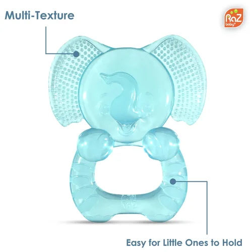 Miniatura 4 de RaZbaby Elfy-Yummy - Juguete para aliviar la dentición, diseño de elefante, silicona de grado médico con cerdas ultra suaves para calmar