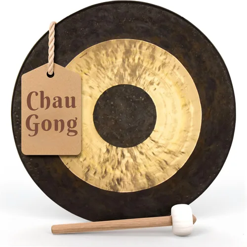 The Gong Shop Gong chino hecho a mano, lavado rico y tonos de resonancia profunda para meditación, curación de sonido, yoga o decoración del hogar