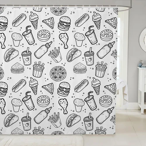 Miniatura 16 de Manfei Cortinas de ducha para niños con diseño de perros de dibujos animados, bonitas cortinas de baño para niñas y niños pequeños, cortinas