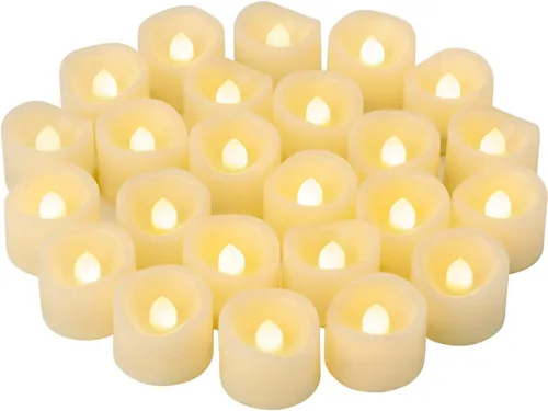 24 piezas velas LED parpadeantes sin llama, velas votivas, funciona con baterías/parpadeo eléctrico, velas LED falsas a granel para Halloween,