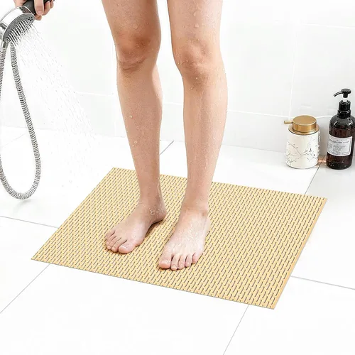 Miniatura 28 de Alfombrilla de ducha extra grande antideslizante, alfombrilla de baño de PVC de secado rápido y para bañera, diseño con agujeros de drenaje