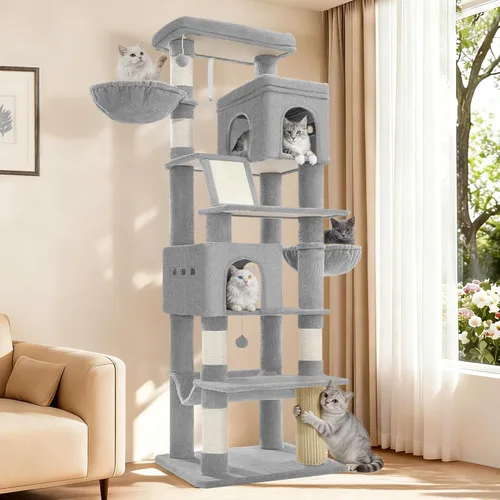 Miniatura 12 de Hzuaneri Árbol grande para gatos, torre para gatos de varios niveles de 75 pulgadas de alto, muebles de condominio para gatos más grandes