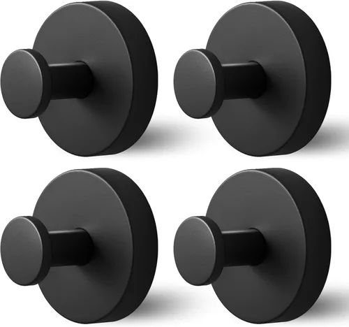 Ganchos de ducha para dentro de la ducha, ganchos de ventosa para ventana de vidrio, ganchos de toalla extraíbles para baños, paquete de 4 (negro)