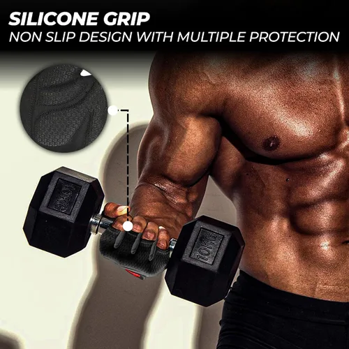 Miniatura 24 de Guantes de entrenamiento FIGHTSENSE para hombres y mujeres, guantes de levantamiento de pesas con palma acolchada de silicona antideslizante
