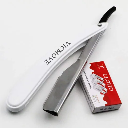 Miniatura 6 de Navaja de afeitar profesional de borde recto con 100 cuchillas Derby, 100% acero inoxidable, 1 navaja + 100 cuchillas 1 Razor + 200 Blades
