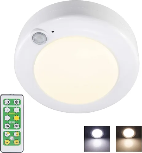 Miniatura 9 de Luz con sensor de movimiento, luz de techo alimentada por batería, luz superior para interiores, sensor de movimiento inalámbrico, iluminación LED