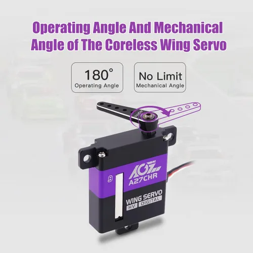 Miniatura 6 de AGFRC Servo micro de alto par de torsión de 22.5 lbs - Servo servomotor digital CNC delgado sin núcleo de engranaje digital para planeador de avión
