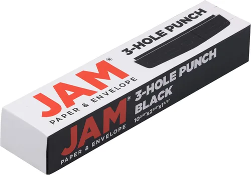 Miniatura 7 de JAM PAPER Perforadora de metal con 3 agujeros, color negro, capacidad de 10 hojas, se vende individualmente