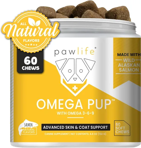 Suplementos de aceite de pescado para perros, 60 vitaminas Omega 3 de aceite de pescado para perros, alivio de la picazón formulado por veterinarios