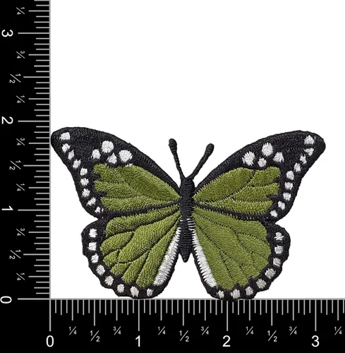 Miniatura 2 de Mariposa monarca, bordado, parche para planchar (verde)