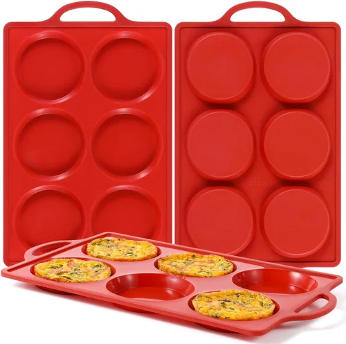 Miniatura 11 de CAKETIME Molde para huevos de silicona con marco reforzado de metal de 3 pulgadas para sándwiches de desayuno, molde redondo de silicona