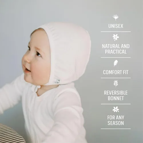 Miniatura 3 de KLUSHA Gorro de bebé de doble cara de bambú y algodón para recién nacidos, gorro de hospital reversible transpirable para todas las estaciones