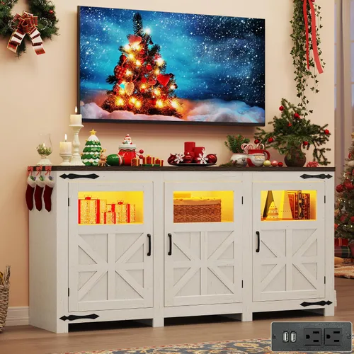 Soporte de TV LED grande de 64 pulgadas para televisores de 70/65/60 pulgadas con tomas de corriente, armarios de almacenamiento altos para centro