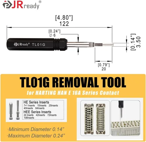 Miniatura 8 de JRready ST5227 KIT de Herramientas Extractoras Herramientas de Extracción de Contacto Sólido Remoción TE/AMP/HARTING Series D SUB Series HAN