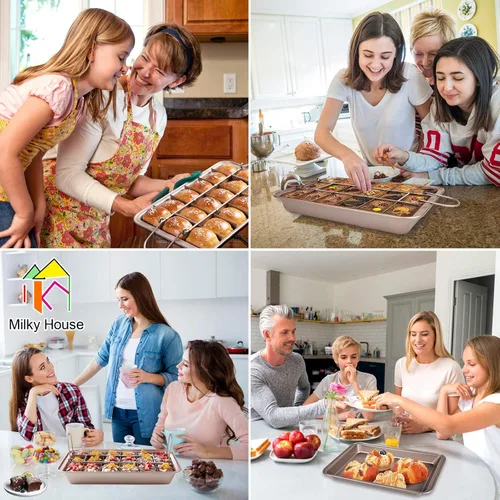 Miniatura 2 de Bandejas para brownie con divisores, bandeja antiadherente para hornear brownie con rebanadoras, bandeja para hornear con 18 moldes precortados