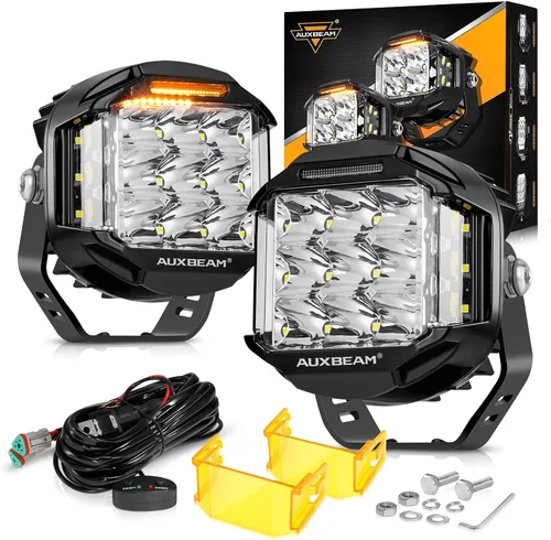 Miniatura 9 de Auxbeam Luces LED redondas+cuadradas de 5 pulgadas para todo terreno