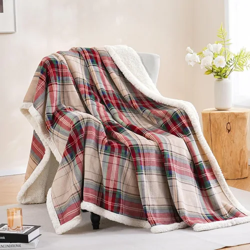 Miniatura 14 de PU MEI - Cobija de vellón sherpa de 50 x 60 pulgadas, suave, acogedora, gruesa y cálida para sofá o cama Gris y azul