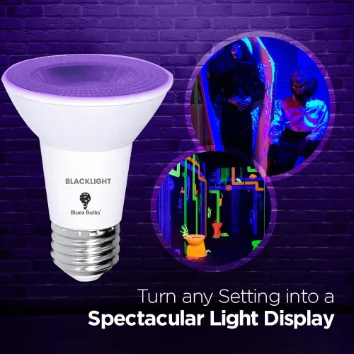 Miniatura 6 de Bluex Bombillas 4 unidades PAR20 LED de luz negra, 10 W (equivalente a 100 W) E26, nivel de foco de luz negra 385-400 nm, para pintura corporal