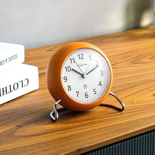 Miniatura 7 de Reloj despertador redondo de 4 pulgadas sin tictac, funciona con pilas, función emisora de luz, reloj despertador súper silencioso, diseño simple