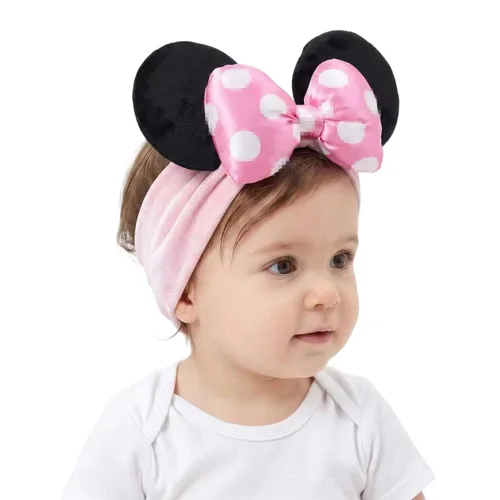Miniatura 4 de Diadema para bebé niña con orejas de ratón y lazo de lunares 3D, diadema ancha para recién nacido, bebé y niña, accesorios para la cabeza