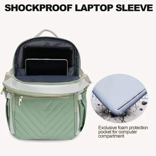 Miniatura 5 de VANKEAN Mochila para laptop para mujer con bolsillo para vaso de gran capacidad, bolsa de computadora portátil de 15.6 pulgadas, mochila de viaje