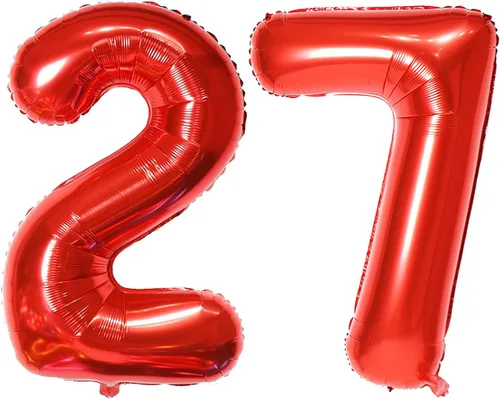 Miniatura 28 de Globo de helio rojo del número 10 de 40 pulgadas, autosellado para decoración de fiesta de cumpleaños y decoración de fiesta de aniversario (rojo 10)
