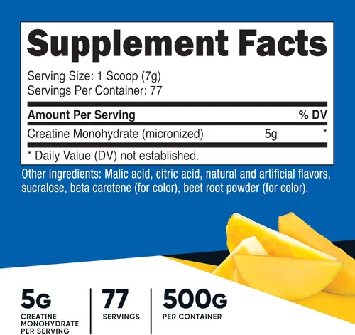 Miniatura 2 de Nutricost Polvo de Monohidrato de Creatina (Pineapple Mango, 500 Gramos) - Suplemento de Creatina Micronizada - Vegano, Sin GMO, Sin Gluten