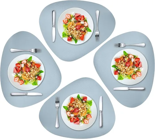 Miniatura 11 de Herda Juego de 6 manteles individuales para mesa de comedor, de piel sintética, lavables, manteles individuales para mesa redonda, para cocina, Gris
