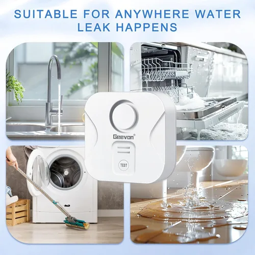 Miniatura 5 de Geevon Paquete de 2 Detectores de Fugas de Agua para el Hogar, Alarma de Sensor de Agua de 100dB, Dispositivos de Detección de Fugas e Inundaciones