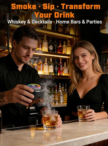 Miniatura 8 de Kit de ahumador eléctrico de whisky con control de humo ajustable (0–60s), kit de ahumador de cóctel con 6 virutas de madera, no necesita butano