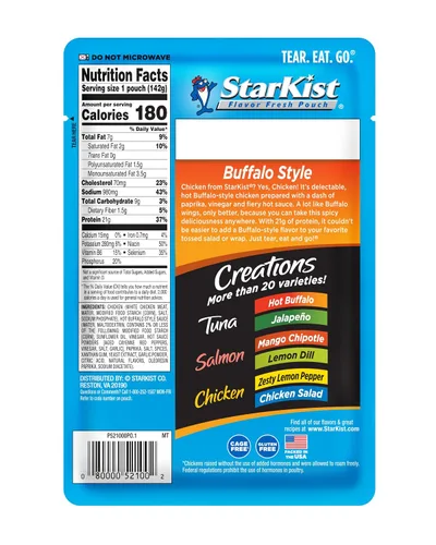 Miniatura 2 de StarKist Chicken Creations BOLD - Bolsa estilo búfalo (5 onzas, 12 unidades) Carne blanca totalmente cocida con alto contenido de proteínas, sin