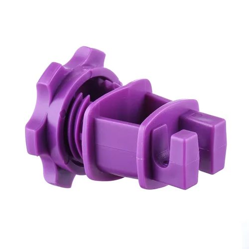 Aislador de poste redondo apretado de 25 piezas, aislante eléctrico de sujeción de alambre para cerca, traje de dos piezas (morado)